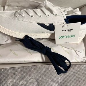 Classic White and Navy Tretorn Canvas Sneakers